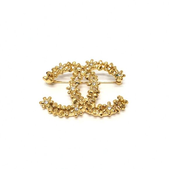 CHANEL CC CC Mark Flower Rhinestone Accessories Corsage Brooch Unused - Picture 1 of 10